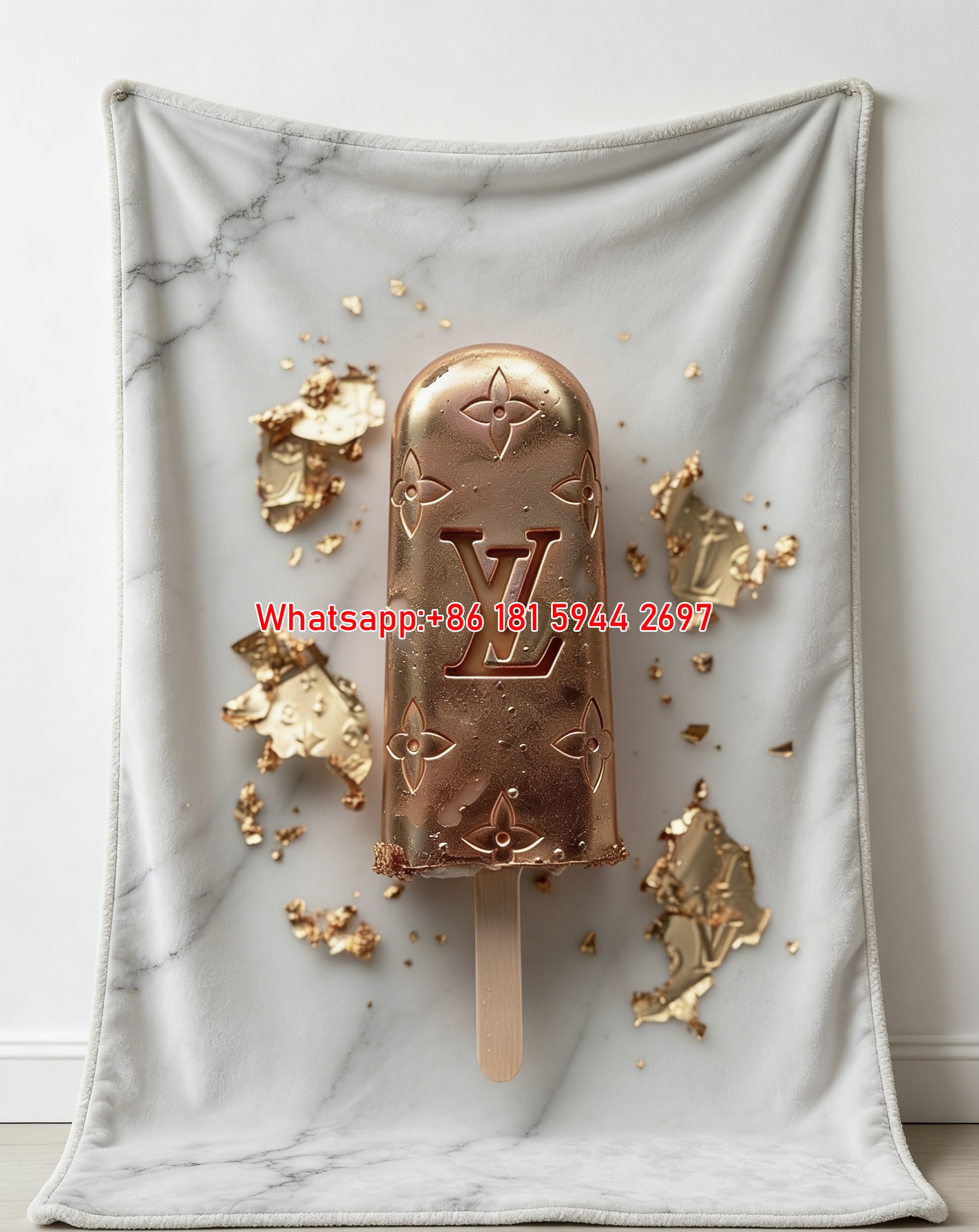 Gold LV Monogram Popsicle Blanket Luxury Rose Gold Popsicle Throw 008